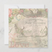 Elegant Bruiloft Huwelijk Antiek Vintage Kaart (Achterkant)