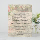 Elegant Bruiloft  Huwelijk Antiek Vintage Kaart (Staand voorkant)