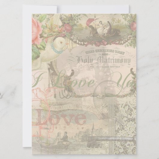 Elegant Bruiloft Huwelijk Antiek Vintage Kaart (Achterkant)