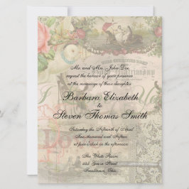 Elegant Bruiloft  Huwelijk Antiek Vintage Kaart