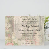 Elegant Bruiloft  Huwelijk Antiek Vintage Kaart (Staand voorkant)