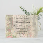 Elegant Bruiloft Huwelijk Antiek Vintage Kaart (Staand voorkant)