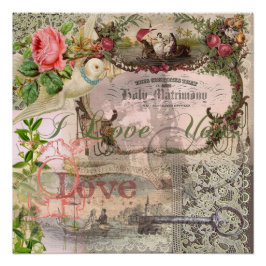 Elegant Bruiloft  Huwelijk Antiek Vintage Perfect Poster