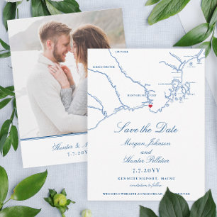 Elegant bruiloft in Kennebunkport, Maine Save The Date
