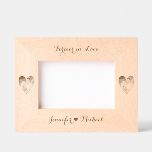 Elegant bruiloft Jubileum Foto Harten Monogram Gegraveerde Lijstjes (Voorkant)