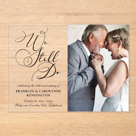 Elegant Bruiloft Jubileum Gelofte Vernieuwing Acryl Uitnodigingen (Voorkant)