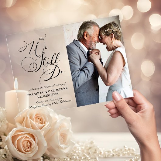 Elegant Bruiloft Jubileum Gelofte Vernieuwing Acryl Uitnodigingen