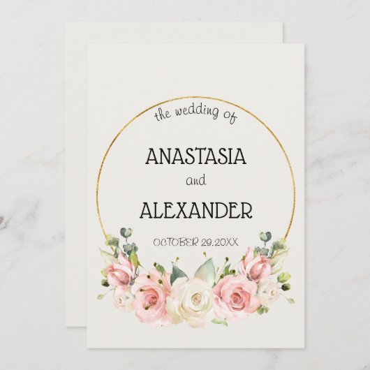 Elegant bruiloft kaart (Voorkant / Achterkant)