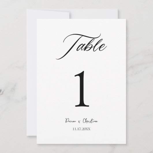 ELegant bruiloft kalligrafie script tabel nummer (Voorkant)