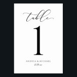 Elegant Bruiloft Kalligrafie Script Tafelnummer<br><div class="desc">Elegante Trouwtafel Nummers: Ontdek de allure van ingetogen elegantie met onze Kleine Elegante Luxe Script Trouwtafel Nummers. Deze getallen zijn gemaakt tot in de perfectie en zijn een symfonie van eenvoud en verfijning, ontworpen om uw huwelijksdecor te verheffen. In een klassiek zwart-wit palet straalt deze tabelnummers een gevoel van minimalistische...</div>