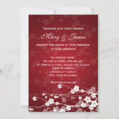 Elegant Bruiloft Kersenbloesem Rood Kaart (Achterkant)