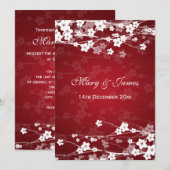 Elegant Bruiloft Kersenbloesem Rood Kaart (Voorkant / Achterkant)