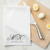 Elegant Bruiloft Koppels Initialen Script Monogram Theedoek (Quarter Fold)