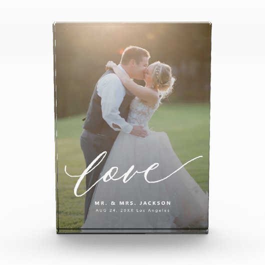 Elegant bruiloft liefdesscript de heer en mrs cust fotoblokken (Voorkant)