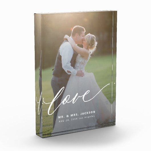 Elegant bruiloft liefdesscript de heer en mrs cust fotoblokken (Links)