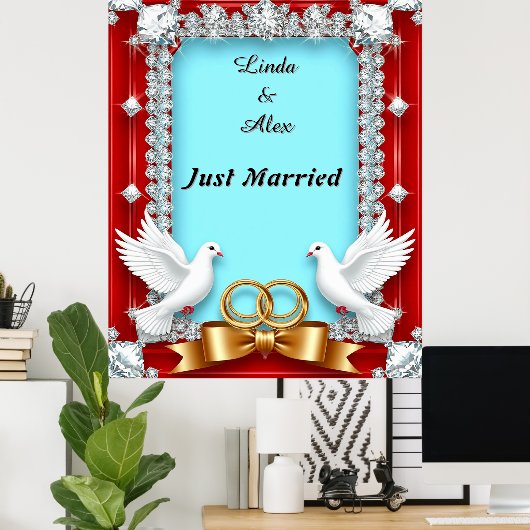 Elegant bruiloft Lijst met witte duiven Poster (Thuiskantoor)