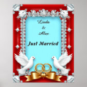 Elegant bruiloft Lijst met witte duiven Poster (Voorkant)