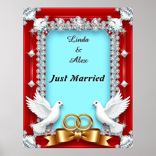 Elegant bruiloft Lijst met witte duiven Poster (Voorkant)