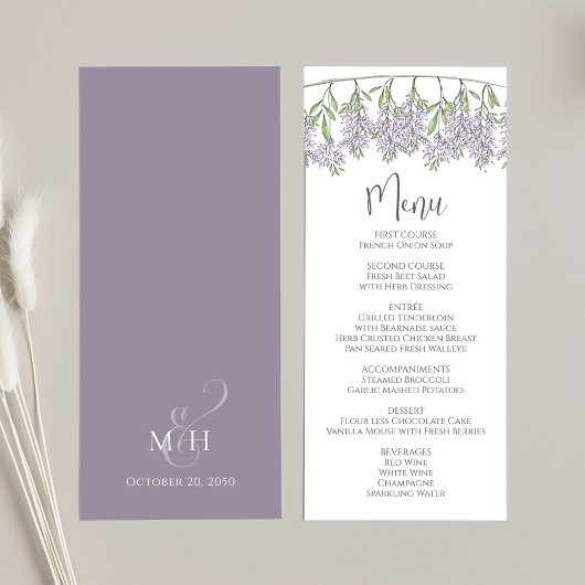 Elegant Bruiloft Lila Bloemen Script Menu