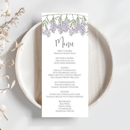 Elegant Bruiloft Lila Bloemen Script Menu