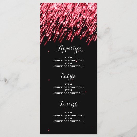 Elegant bruiloft Menu Falling Stars Red (Voorkant)