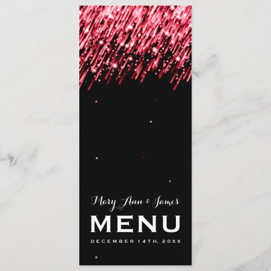 Elegant bruiloft Menu Falling Stars Red (Achterkant)