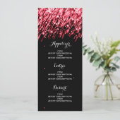 Elegant bruiloft Menu Falling Stars Red (Staand voorkant)