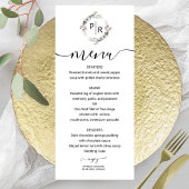Elegant Bruiloft Menu Floral Monogram Kaart