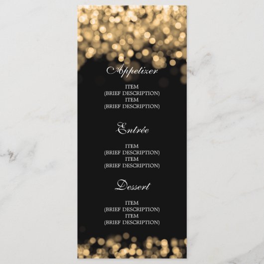 Elegant Bruiloft Menu Gouden Lichten (Voorkant)