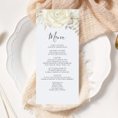 Elegant Bruiloft Menu Wit Bloemen Script