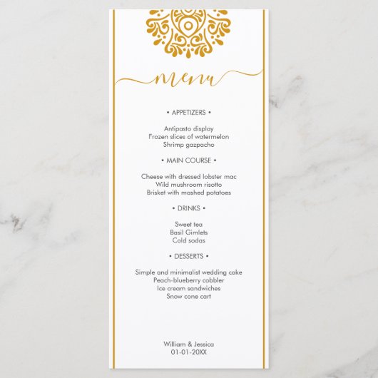 Elegant bruiloft met Floral Arabic Mandala Menu (Voorkant)