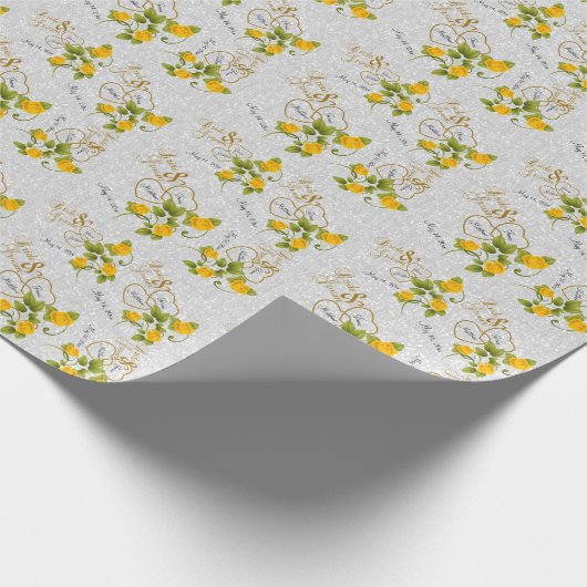 Elegant bruiloft met gele rozen en goud cadeaupapier (Hoek)