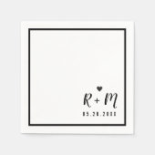 elegant bruiloft met handgeschreven zwart-wit servet (Voorkant)