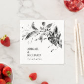 Elegant bruiloft met zwarte en witte bloemen servet (Insitu)