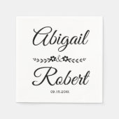 Elegant bruiloft met zwarte en witte typografie servet (Voorkant)