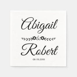 Elegant bruiloft met zwarte en witte typografie servet