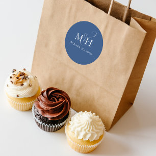 Elegant Bruiloft Minimalistisch Monogram Eenvoudig Ronde Sticker