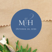 Elegant Bruiloft Minimalistisch Monogram Eenvoudig Ronde Sticker