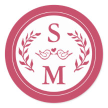 Elegant Bruiloft Modern Monogram Magneta Rood Favo