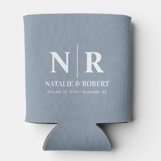 Elegant Bruiloft Monogram Bruid Groom Initialen Blikjeskoeler (Achterkant)