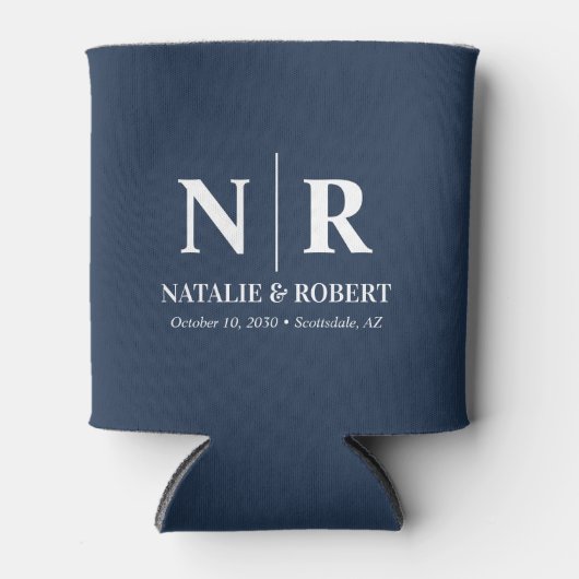 Elegant Bruiloft Monogram Bruid Groom Initialen Blikjeskoeler (Voorkant)