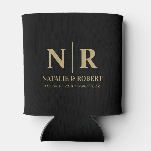 Elegant Bruiloft Monogram Bruid Groom Initialen Blikjeskoeler (Achterkant)