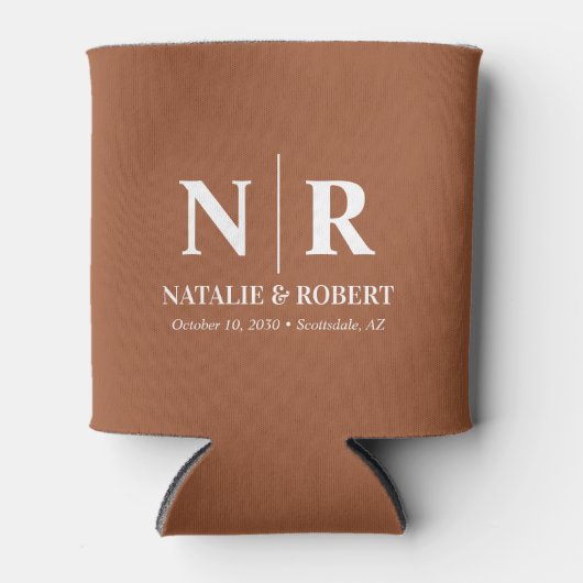 Elegant Bruiloft Monogram Bruid Groom Initialen Blikjeskoeler (Voorkant)