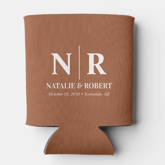 Elegant Bruiloft Monogram Bruid Groom Initialen Blikjeskoeler (Achterkant)