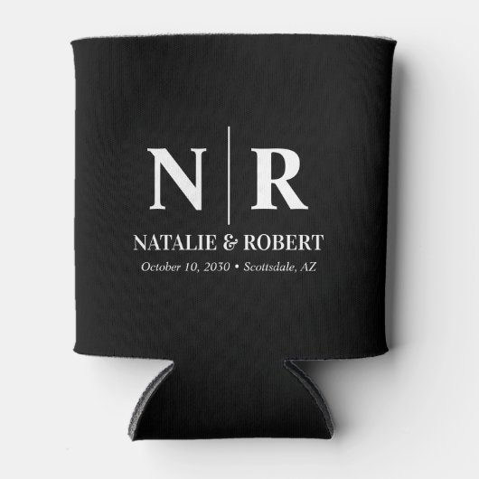 Elegant Bruiloft Monogram Bruid Groom Initialen Blikjeskoeler (Voorkant)