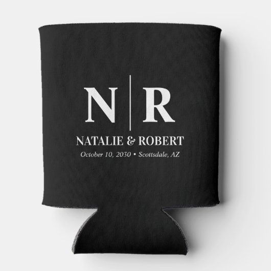 Elegant Bruiloft Monogram Bruid Groom Initialen Blikjeskoeler (Achterkant)