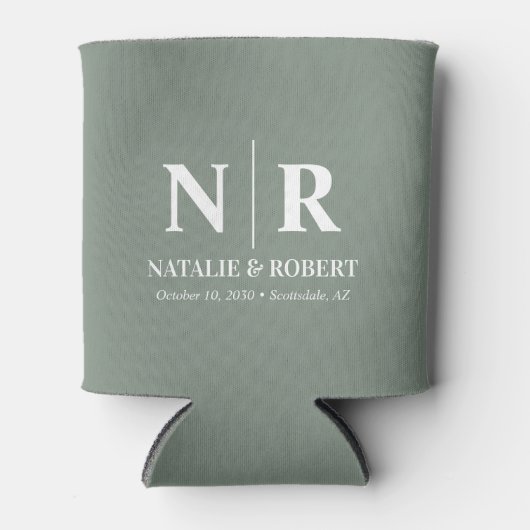 Elegant Bruiloft Monogram Bruid Groom Initialen Blikjeskoeler (Voorkant)