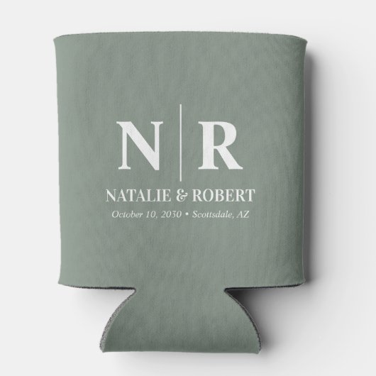 Elegant Bruiloft Monogram Bruid Groom Initialen Blikjeskoeler (Achterkant)