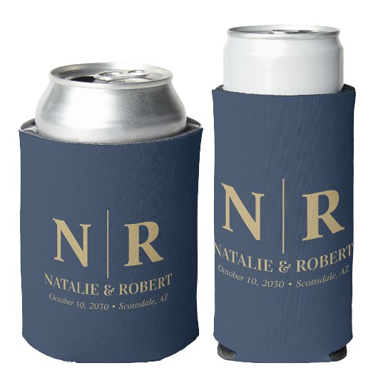 Elegant Bruiloft Monogram Bruid Groom Initialen Blikjeskoeler