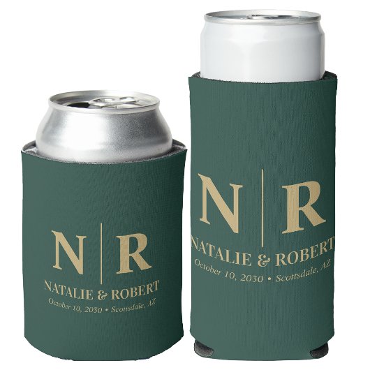 Elegant Bruiloft Monogram Bruid Groom Initialen Blikjeskoeler